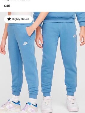 Nike Kids Blue Fleece Joggers with White Logo